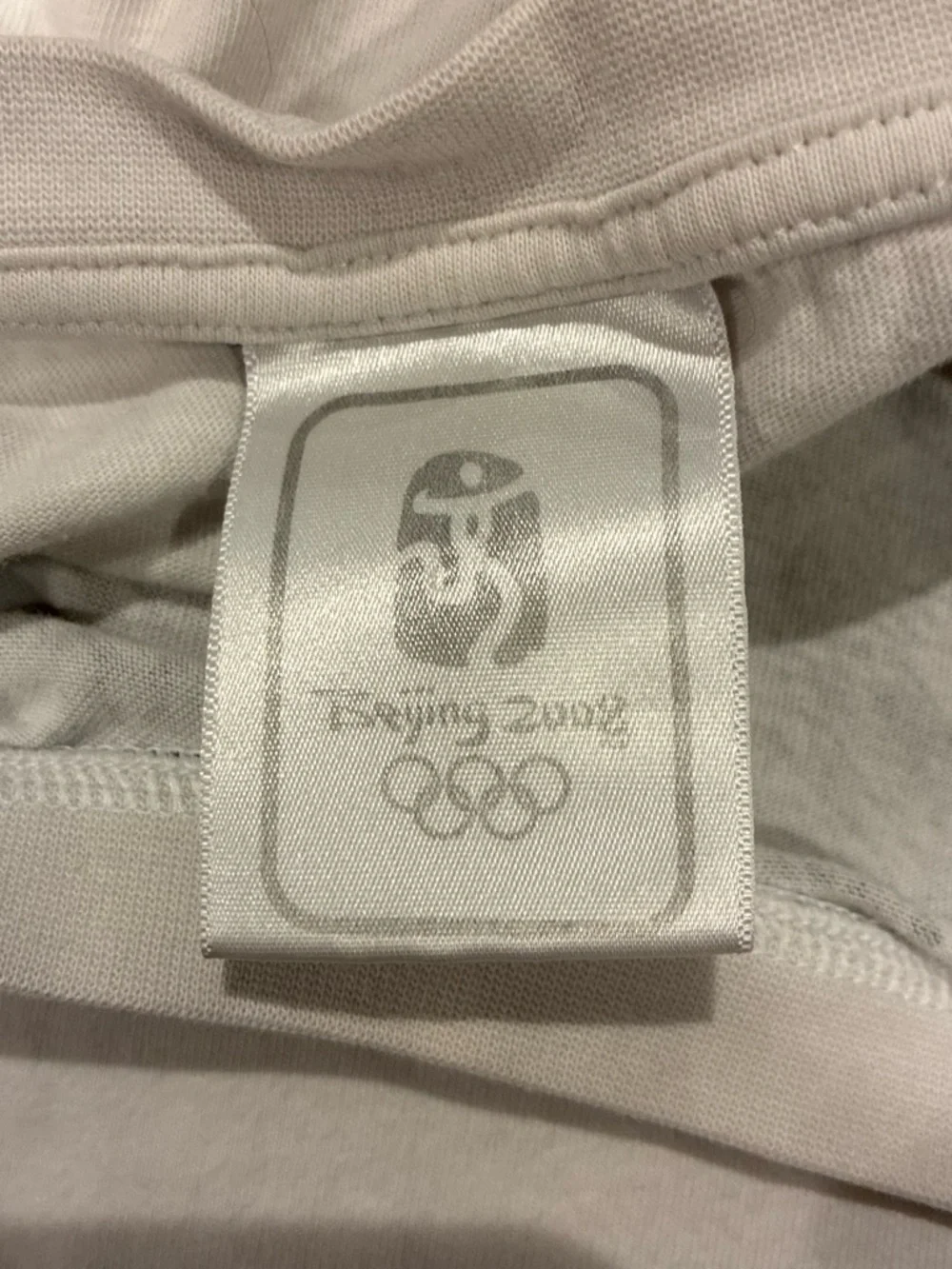 adidas White Tee with Black Architectural Print Beijing 2008 World Cup